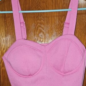 No Boundaries Pink Crop Top with Sweetheart Neckline